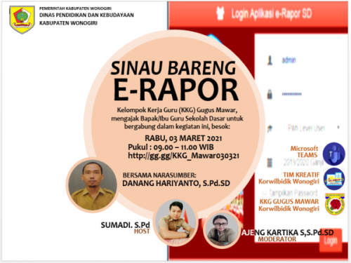 Sinau Bareng E-Rapor    bersama KKG Gugus Mawar Kecamatan Wonogiri