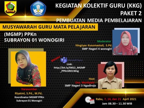 MGMP PPKn Subrayon 01 Kabupaten Wonogiri Selenggarakan KKG Paket 2