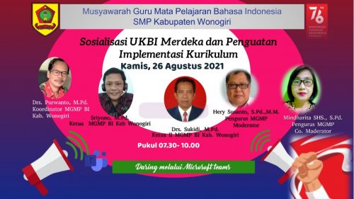 MGMP Bahasa Indonesia Sosialisasikan UKBI Adaptif Merdeka dan Penguatan Implementasi Kurikulum