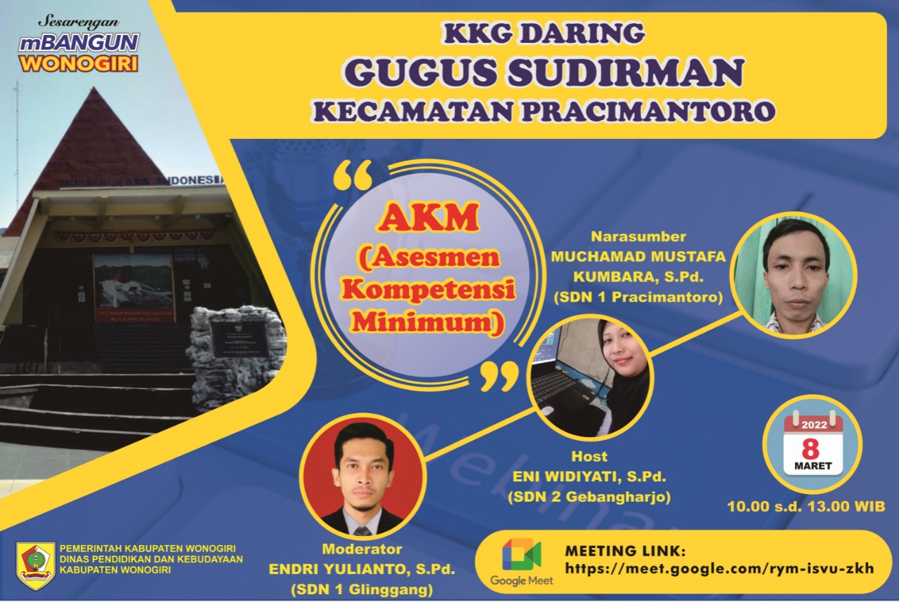 KKG Gugus Sudirman Pracimantoro Selenggarakan KKG dan Webinar Tentang Asesmen Kompetensi Minimum    